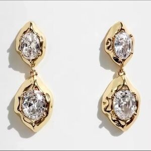 Gorgeous mossanite finish 14kt gold plated earrings new #314